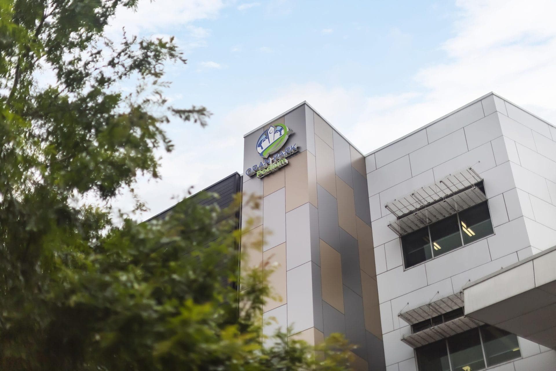 Mitsubishi ALPOLIC NC/A1 DtS non-combustible aluminium composite cladding cladding on façade of the Oran Park Town Center in Oran Park, NSW.