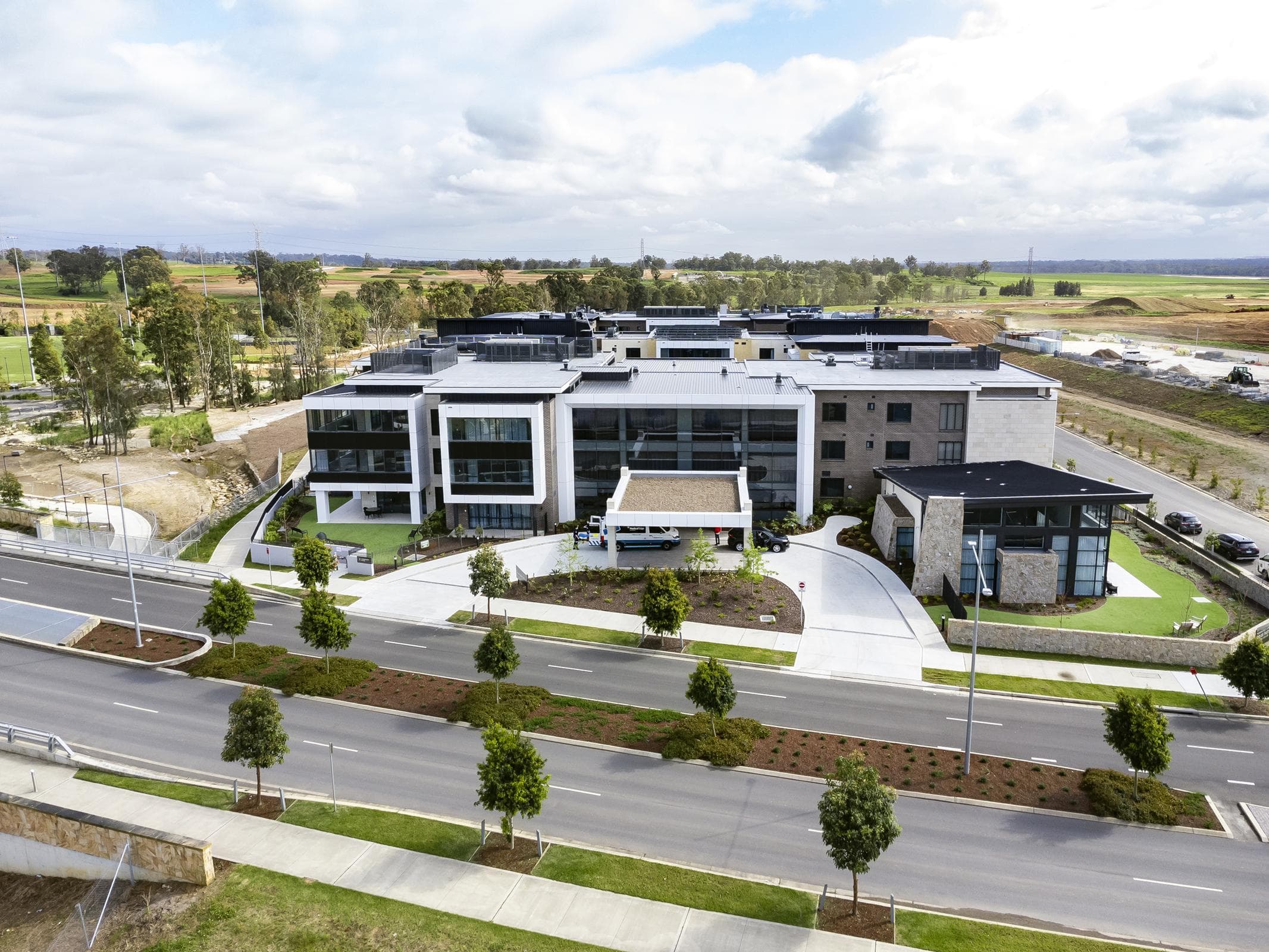 Aerial view of Oran Park House aged care facility featuring ALPOLIC™ NC/A1 façade cladding