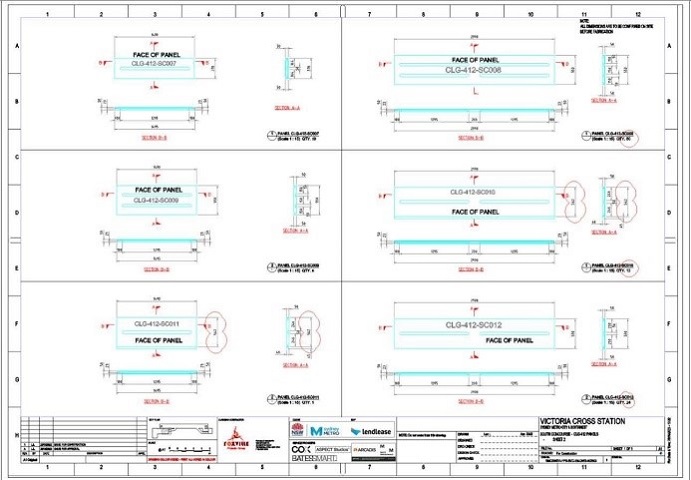 CAD drawings for Victoria Cross Metro Station Bespoke Metal Ceiling by durlum sample by durlum