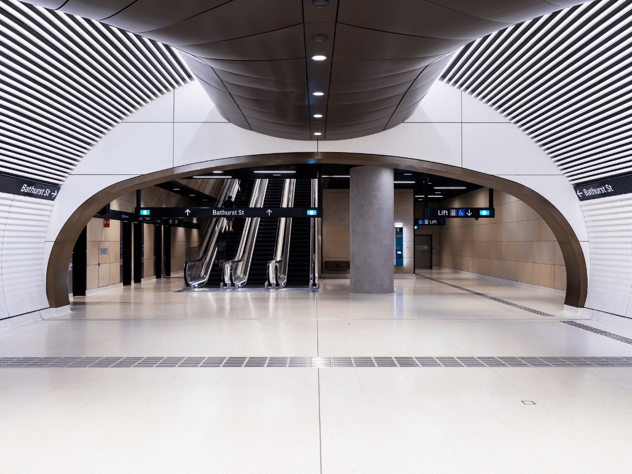 durlum metal ceilings in Gadigal Metro Railway Station